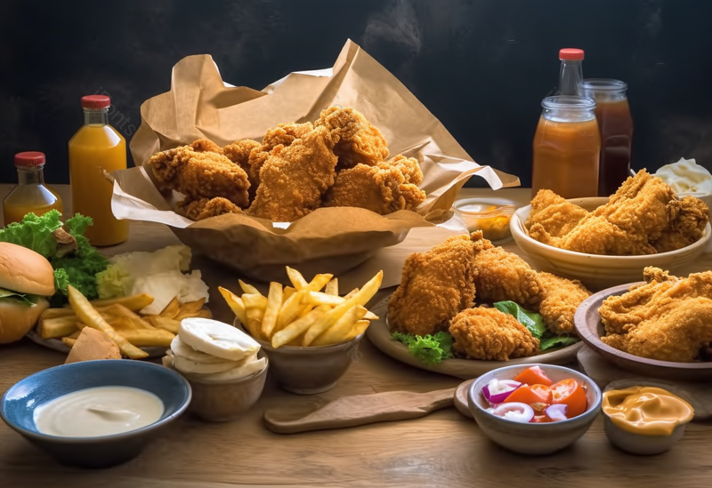拍摄美食快餐炸鸡薯条蘸料饮料,高清,摄影图,摄影图片,图片大全,摄影图免费下载